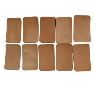 10 Pack‎ of 3"x1.75" Rounded Radius Corner Genuine Veg Tan Leather Label Blank